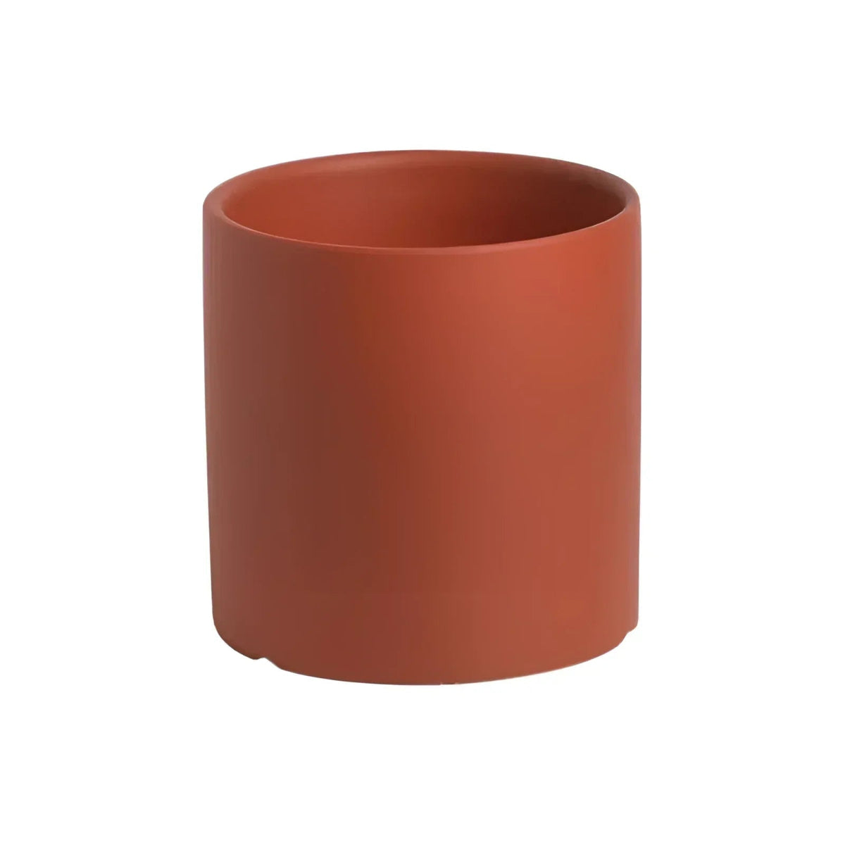 Plant Pot in Glazed Ceramic with Drainage Hole, Cylindrical Indoor Planter