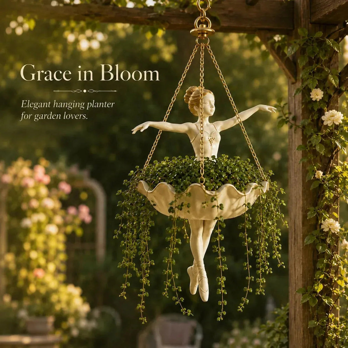 Plant Pot in Resin, Hanging Ballerina Design for Indoors and Outdoors
