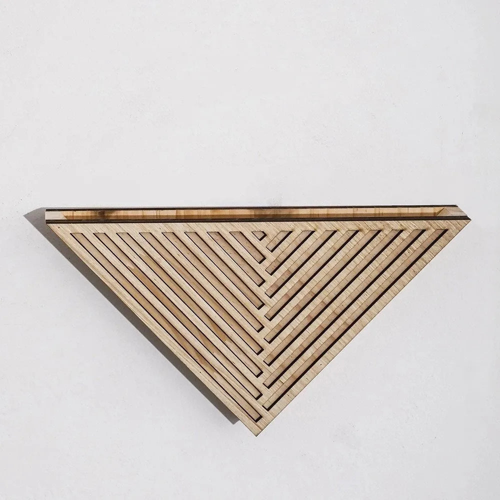 Plant Pot in Wood, Wall-Mounted Geometric Triangle Design