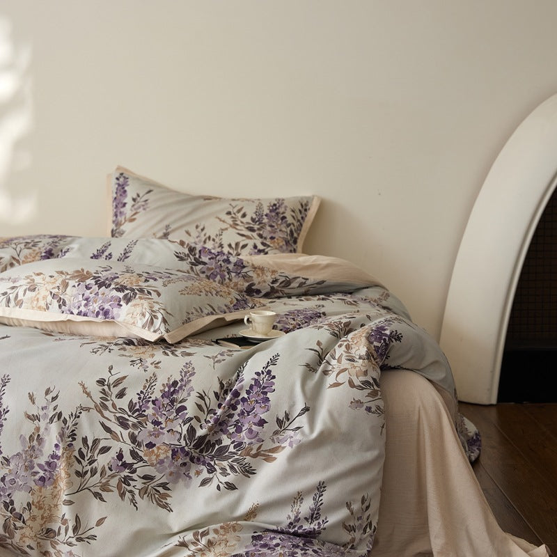 Quilt Cover Set in Cotton-Linen Blend with Botanical Print