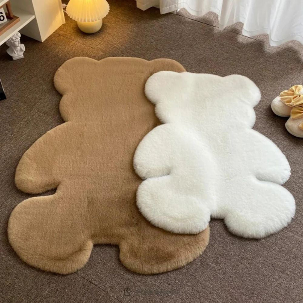 Rug in Teddy Bear Shape, Fluffy Microfibre Blend, Machine Washable