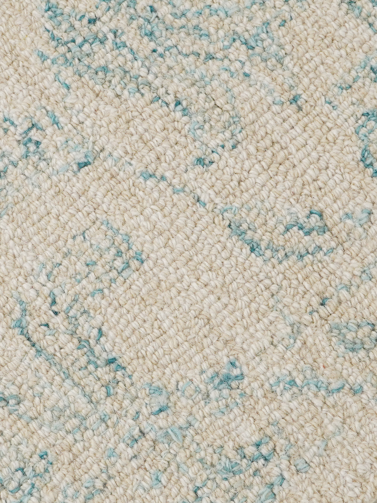 Rug in Wool and Cotton Blend, Hand-Tufted with Floral Persian Pattern
