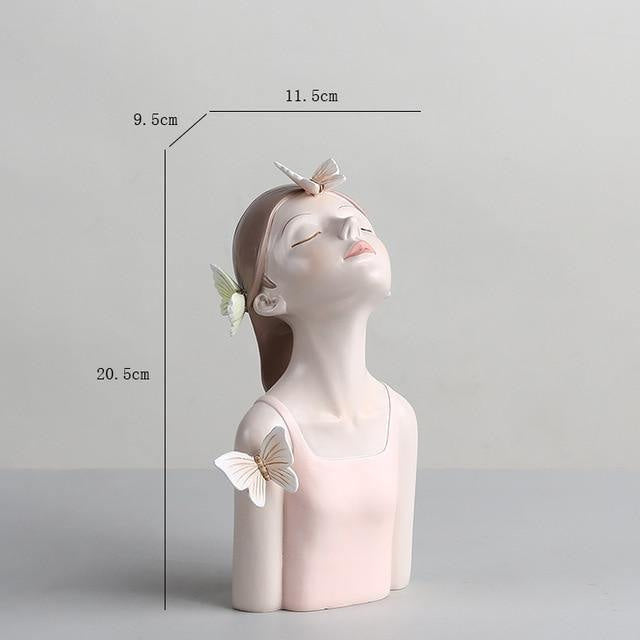 Sculpture in Hand-Painted Resin with Butterflies, Woodland Fairy Figurine