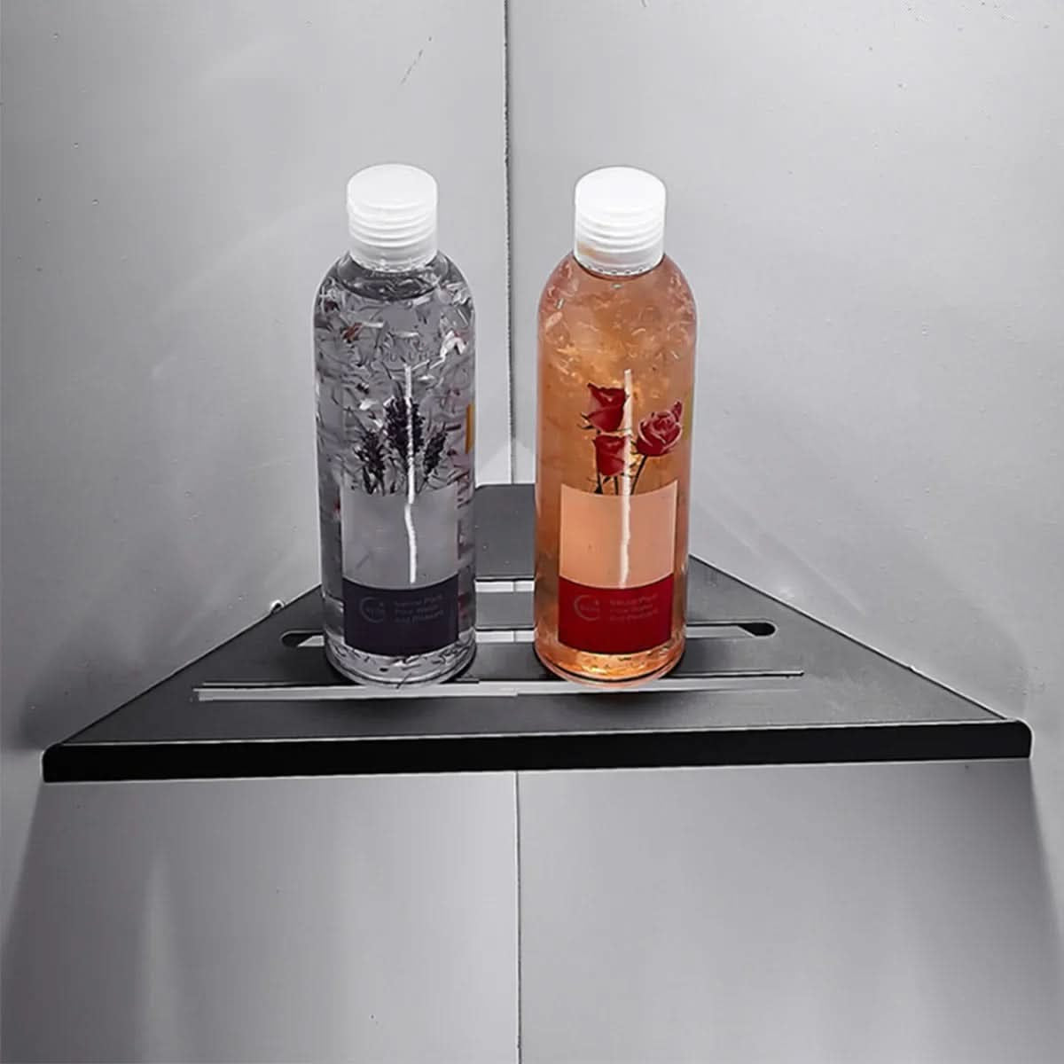 Shower Caddy, Triangular Corner Shelf with Raised Front Edge
