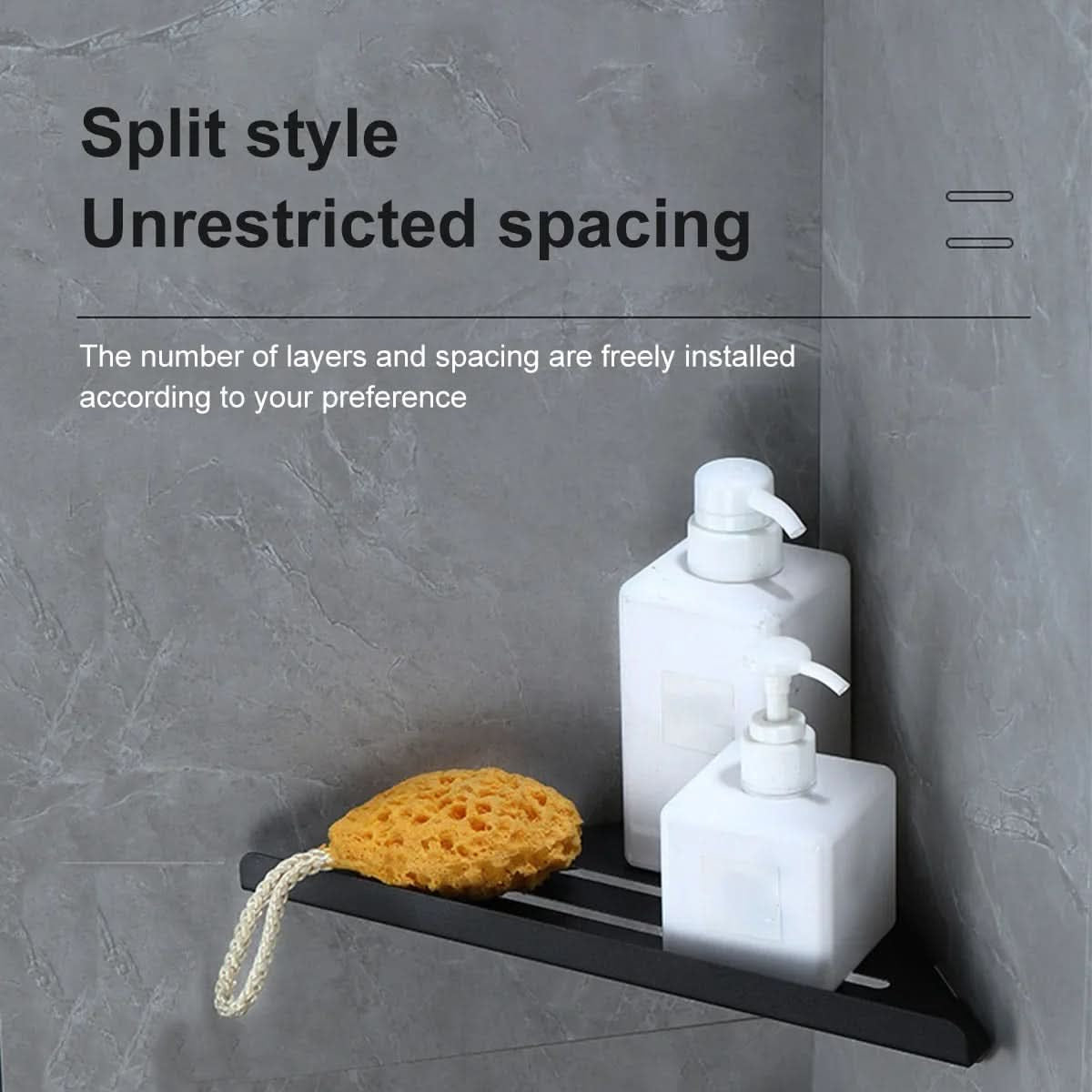 Shower Caddy, Triangular Corner Shelf with Raised Front Edge