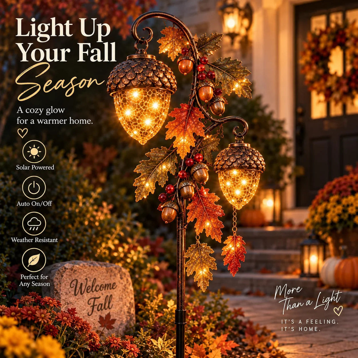 Solar Lights, Acorn Garden Lanterns with Dusk Sensor, Weatherproof