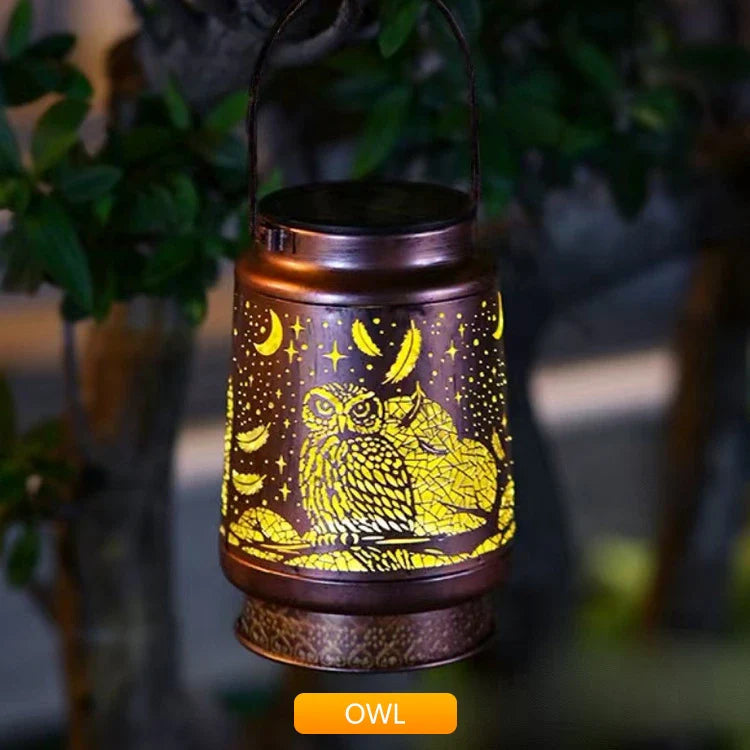 Solar Lights, Weatherproof Metal Lantern with Warm LED Light