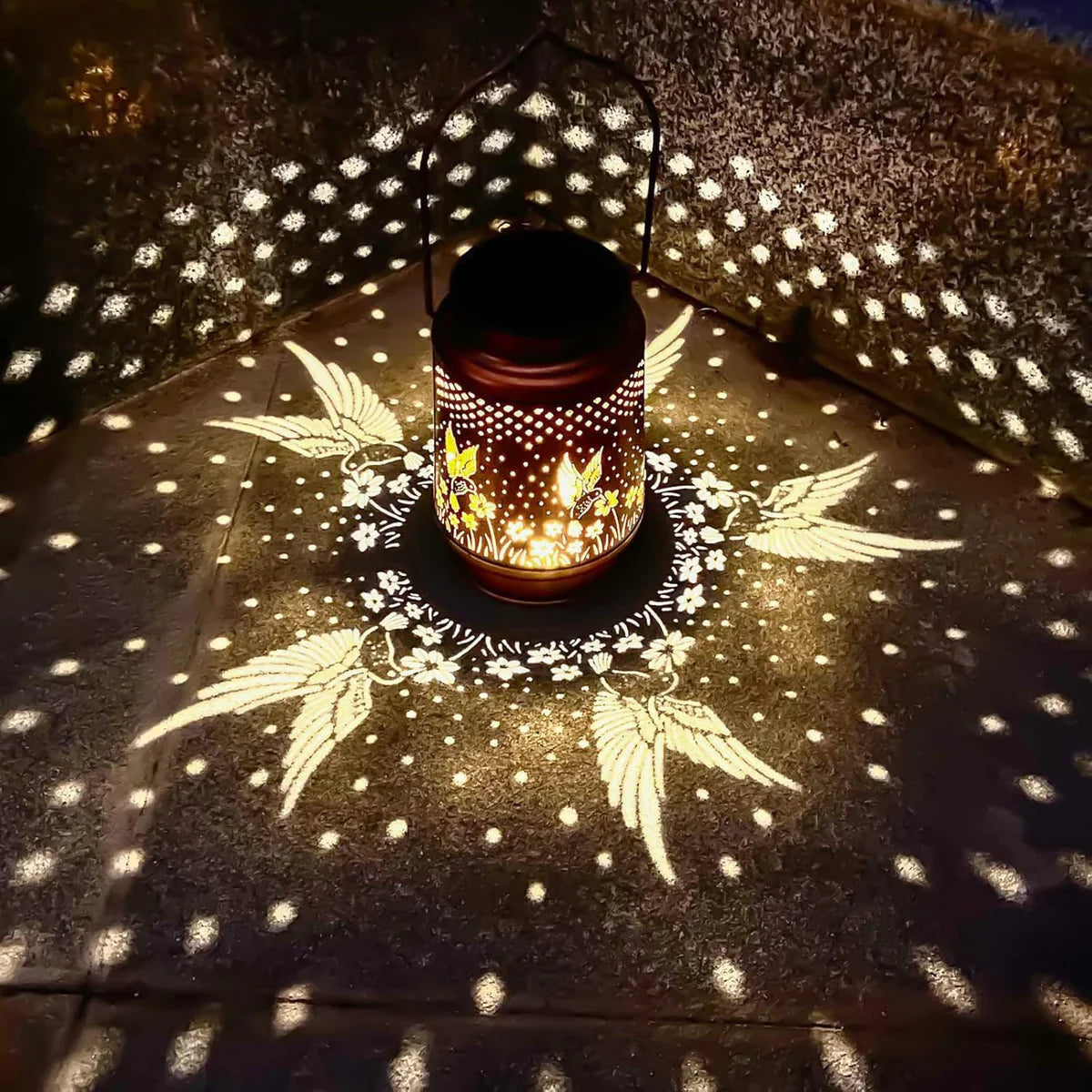 Solar Lights, Weatherproof Metal Lantern with Warm LED Light