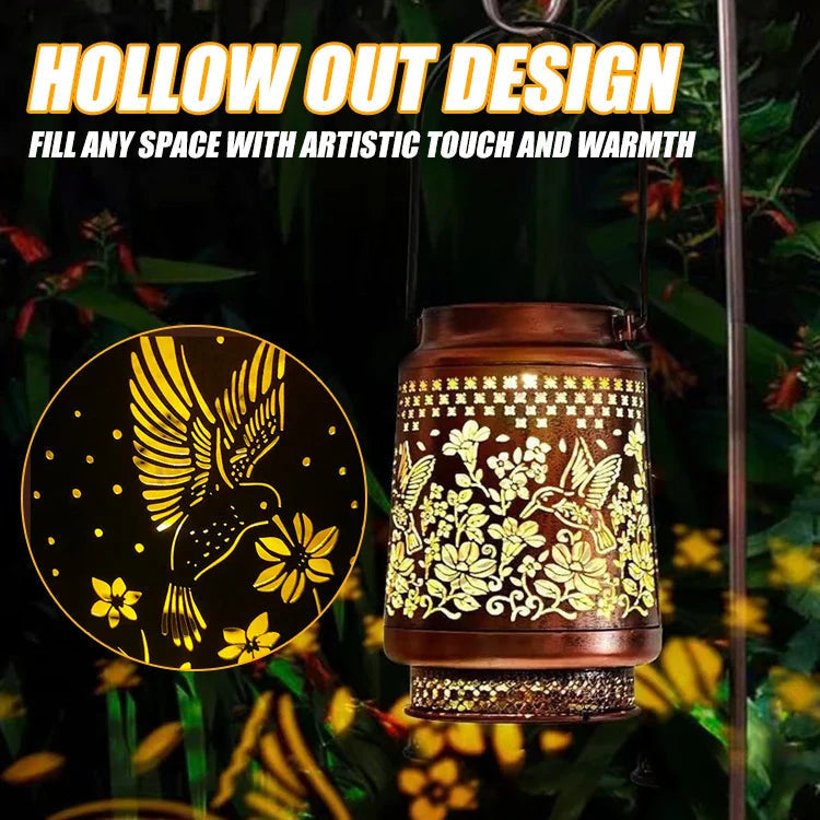 Solar Lights, Weatherproof Metal Lantern with Warm LED Light