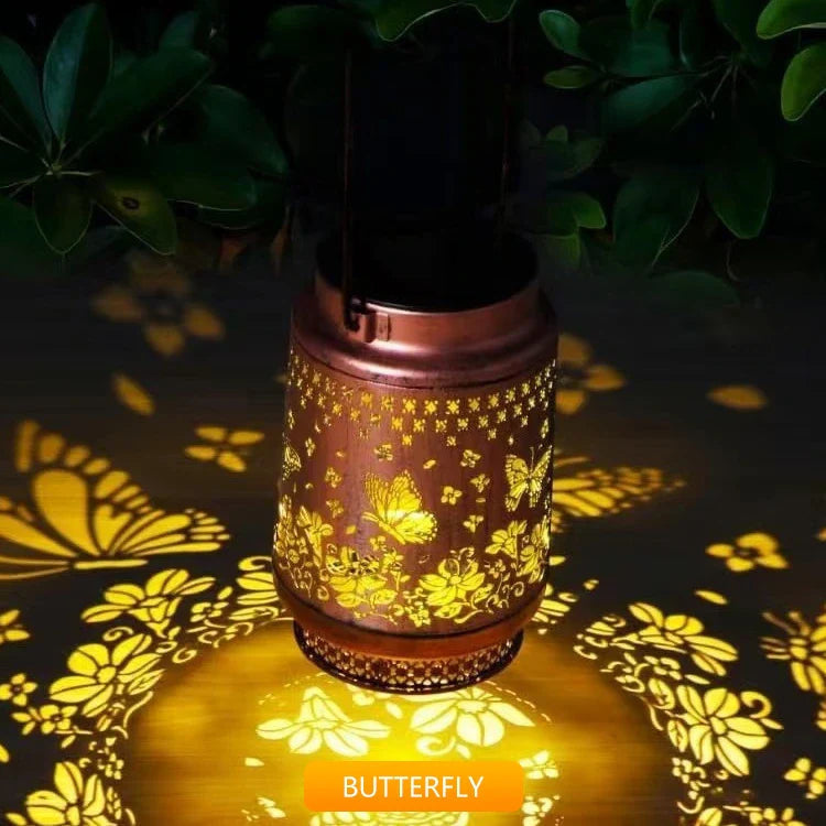 Solar Lights, Weatherproof Metal Lantern with Warm LED Light