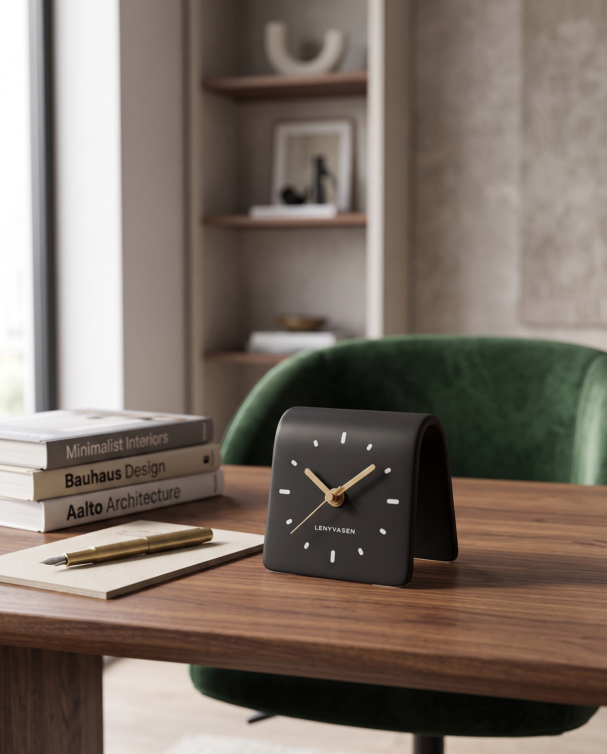 Table Clock in Ceramic, Square Shape with Silent Quartz Movement