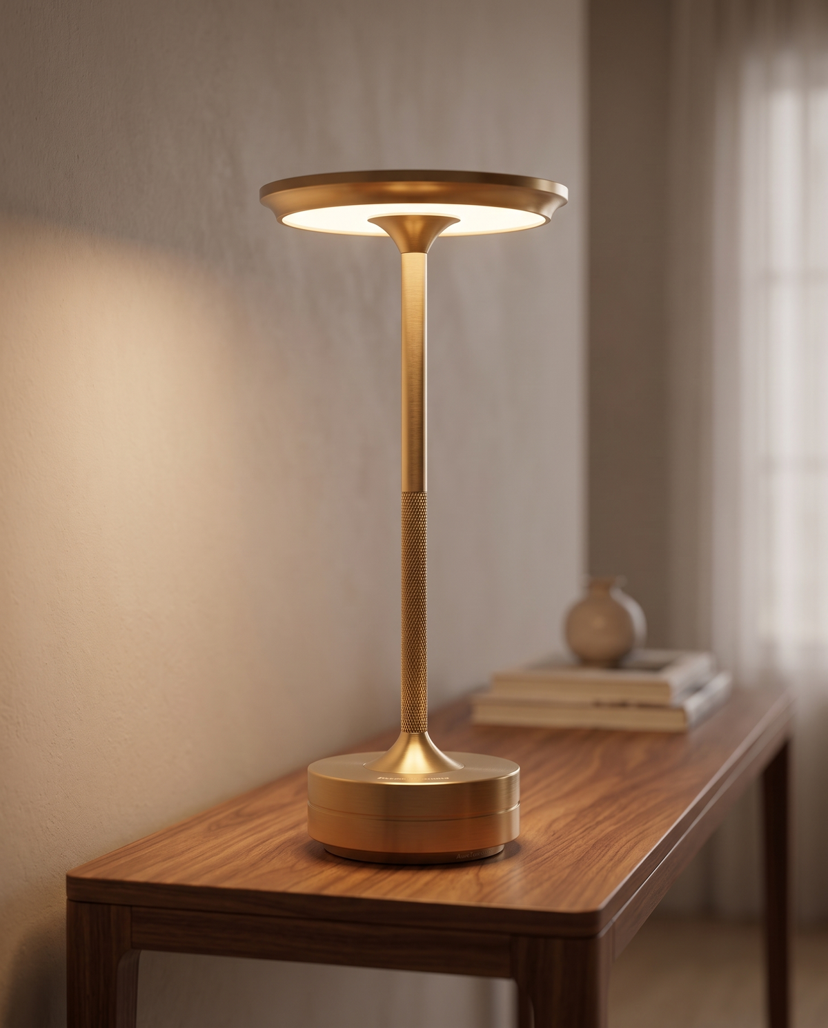 Table Lamp in Aluminium, Cordless Rechargeable LED with Touch Dimming