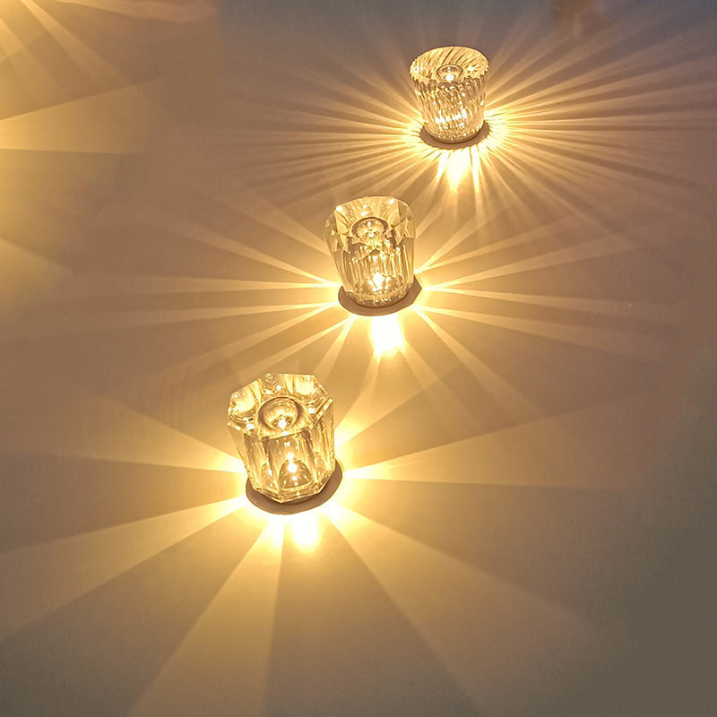 Table Lamp in Cut Crystal Glass, Cordless and Dimmable with Metal Base