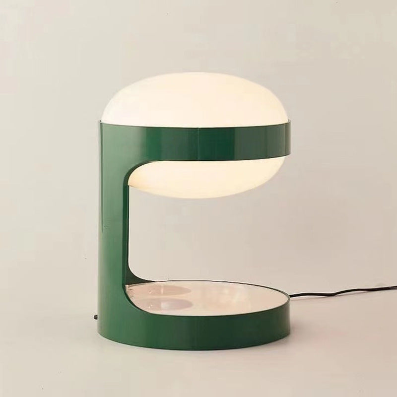 Table Lamp in High-Polish Stainless Steel, Dimmable with Opal Shade