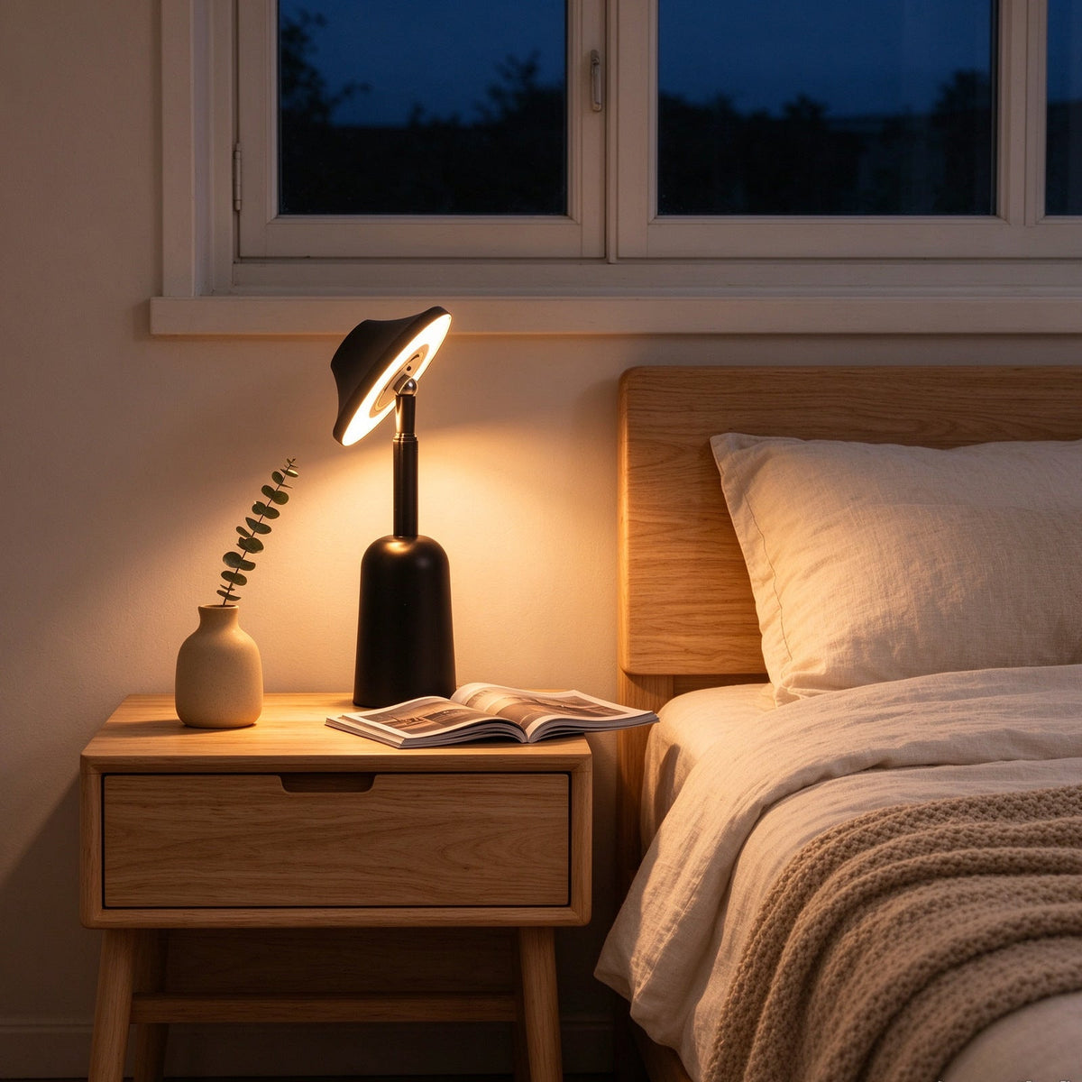 Table Lamp in Metal with Telescopic Stem, Rechargeable Dimmable LED