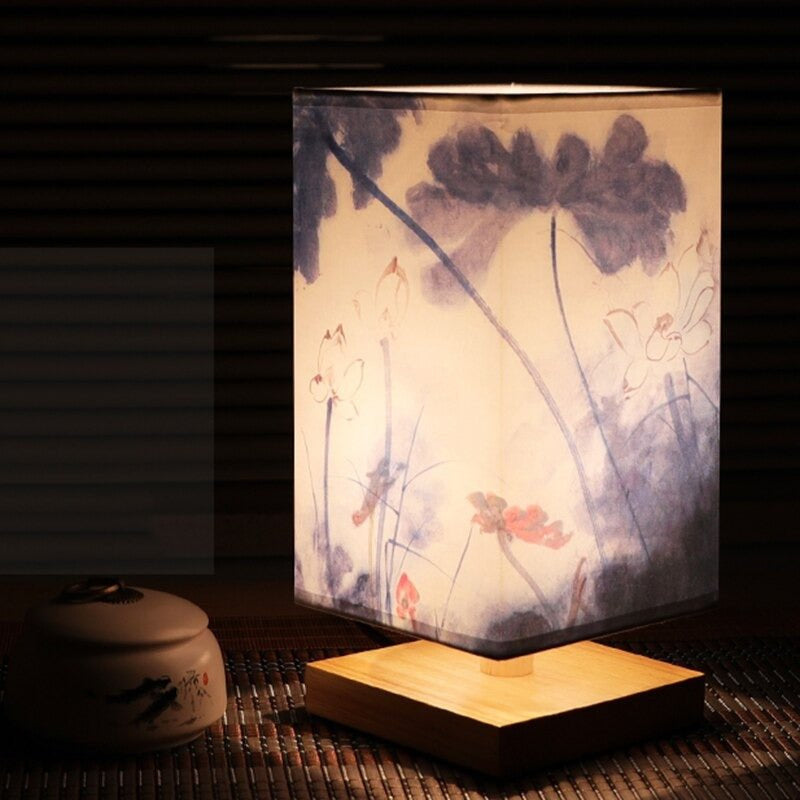 Table Lamp with Rectangular Paper Shade, Soft Warm Light
