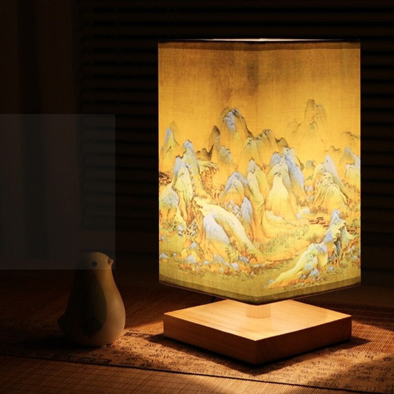 Table Lamp with Rectangular Paper Shade, Soft Warm Light