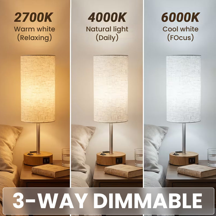 Table Lamp with Touch Dimming, USB-C, USB-A and Power Socket