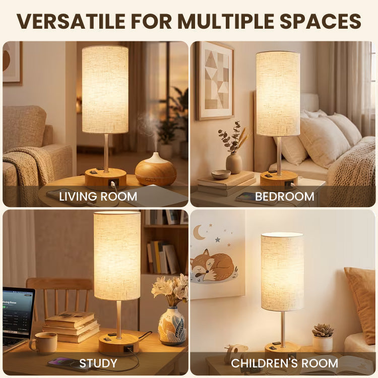 Table Lamp with Touch Dimming, USB-C, USB-A and Power Socket