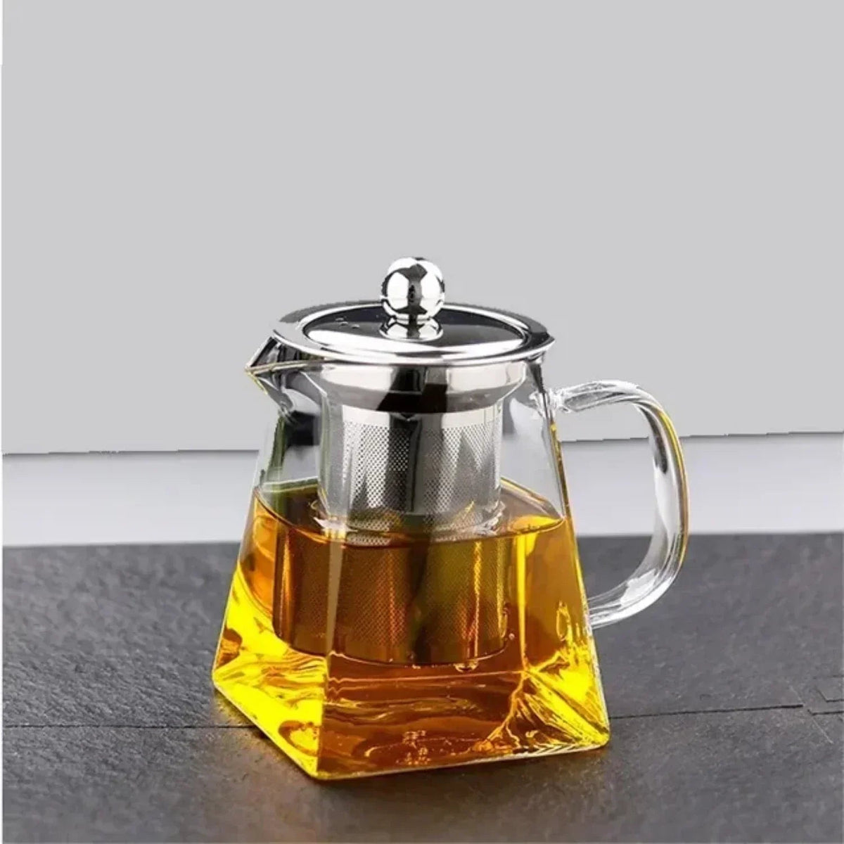 Teapot in Heat-Resistant Glass with Removable Infuser, Square Shape