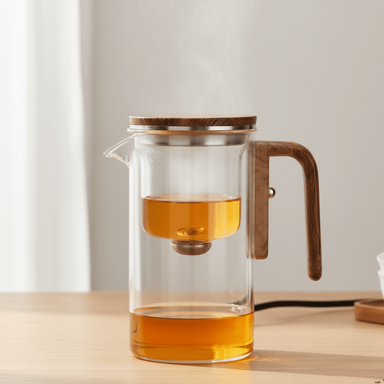 Teapot with Stainless Steel Filter, Heat-Resistant Body and Drip-Free Spout