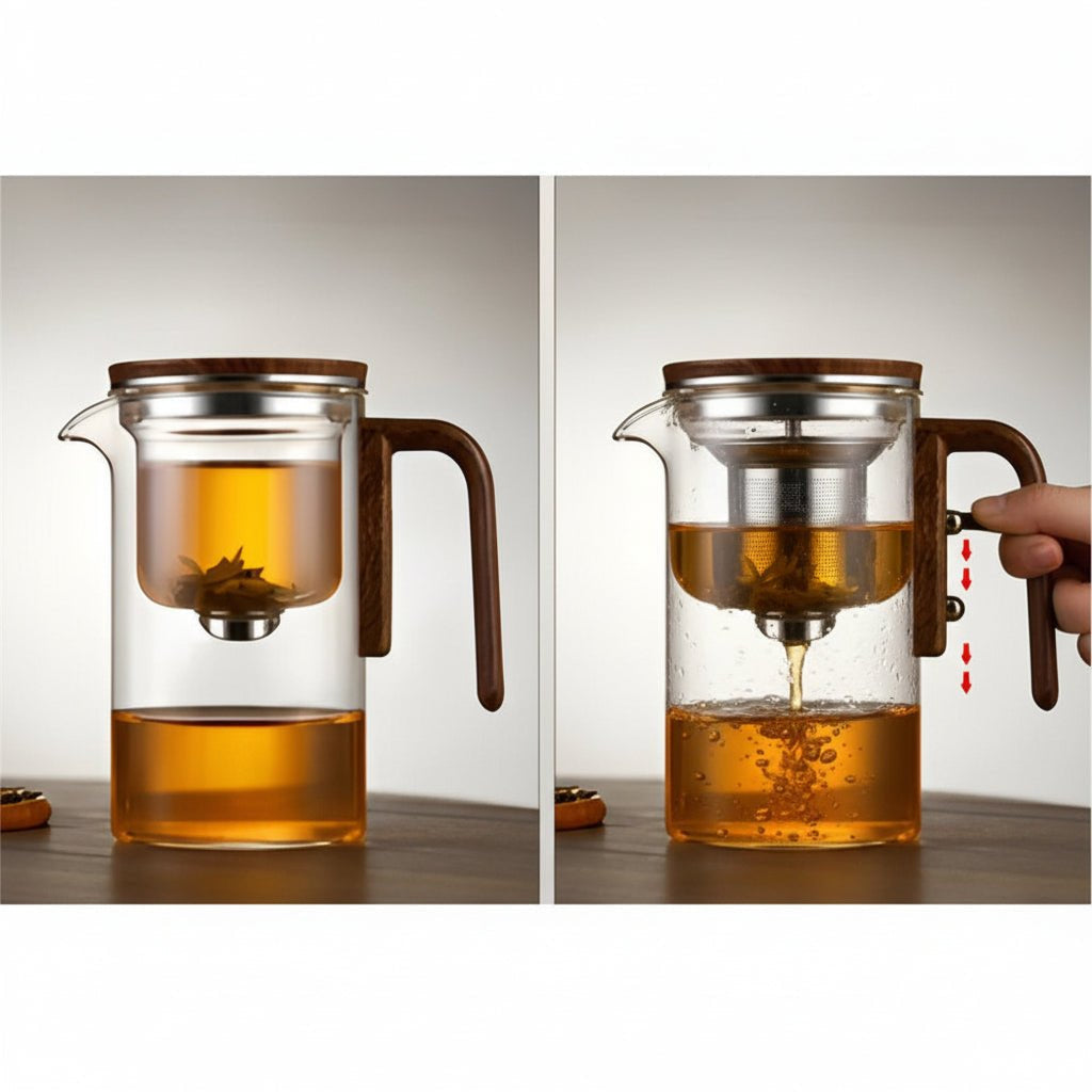 Teapot with Stainless Steel Filter, Heat-Resistant Body and Drip-Free Spout