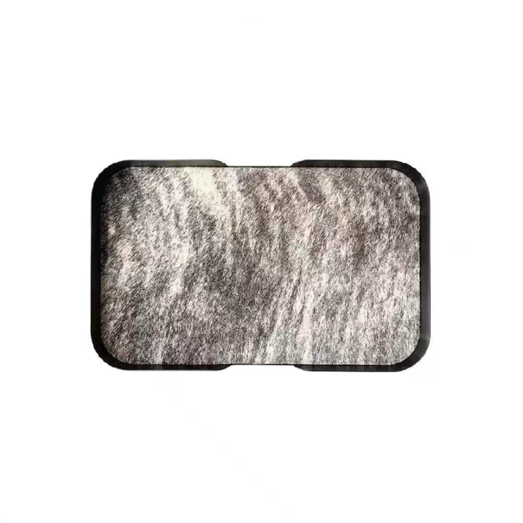 Tray in Natural Horsehide with Stainless Steel Frame, Rectangular