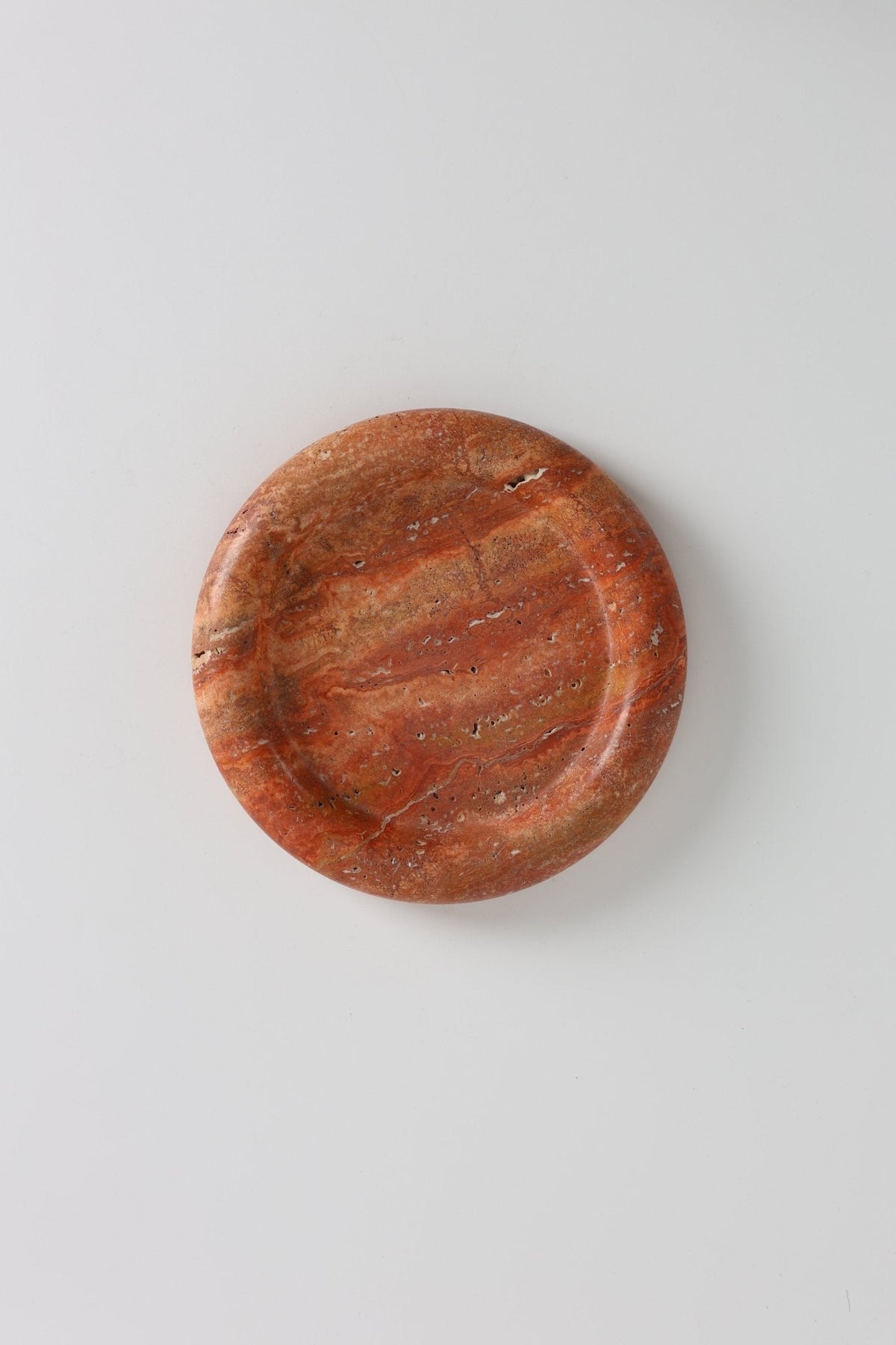 Tray in Natural Stone, Round and Polished with a Raised Rim