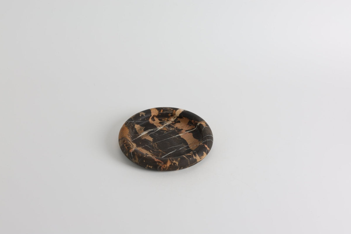 Tray in Natural Stone, Round and Polished with a Raised Rim