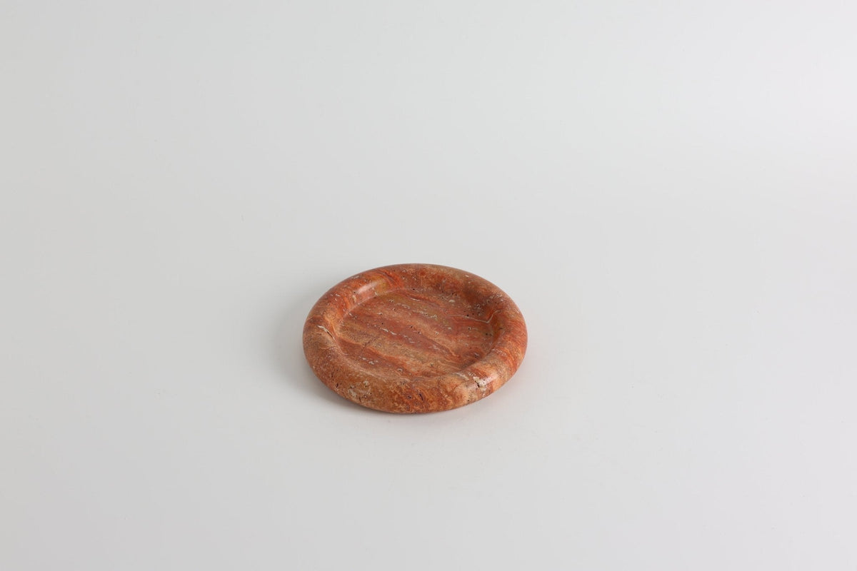 Tray in Natural Stone, Round and Polished with a Raised Rim
