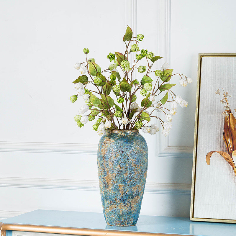 Vase in Hand-Formed Stoneware with Reactive Vintage Patina Glaze