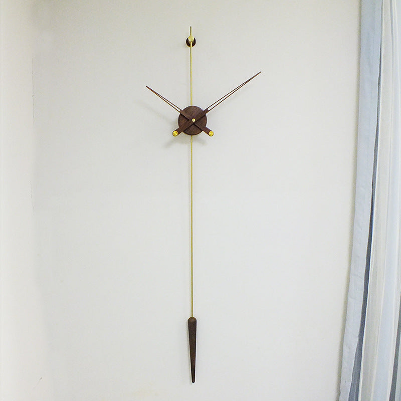 Wall Clock in Solid Brushed Brass with Pendulum