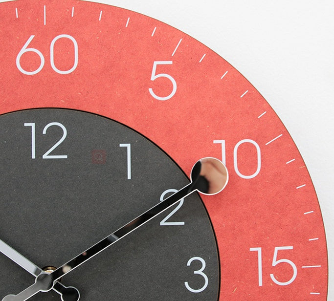 Wall Clock, Round Frameless Design with Contrasting Two-Tone Dial