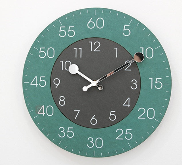 Wall Clock, Round Frameless Design with Contrasting Two-Tone Dial
