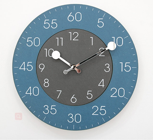 Wall Clock, Round Frameless Design with Contrasting Two-Tone Dial