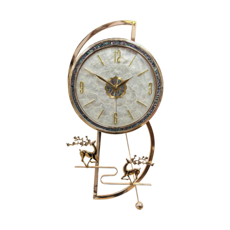 Wall Clock with Pendulum, Mother-of-Pearl Dial and Metal Frame