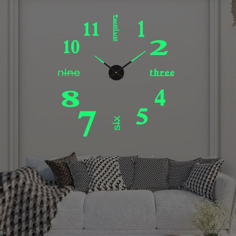 Wall Clock with Quartz Movement, Frameless Design and Raised Hour Markers