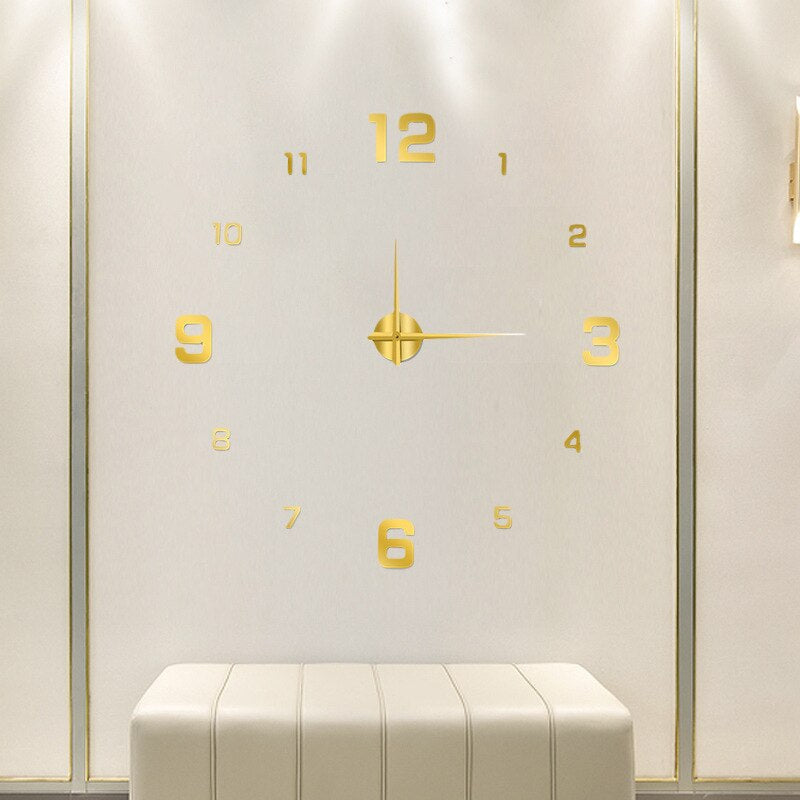 Wall Clock with Quartz Movement, Frameless Design and Raised Hour Markers