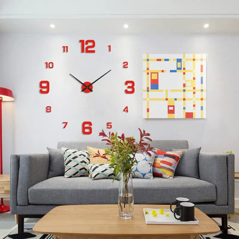 Wall Clock with Quartz Movement, Frameless Design and Raised Hour Markers
