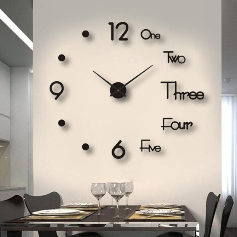 Wall Clock with Quartz Movement, Frameless Design and Raised Hour Markers