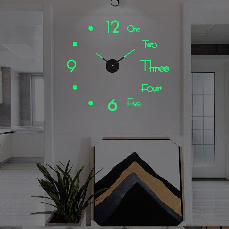 Wall Clock with Quartz Movement, Frameless Design and Raised Hour Markers
