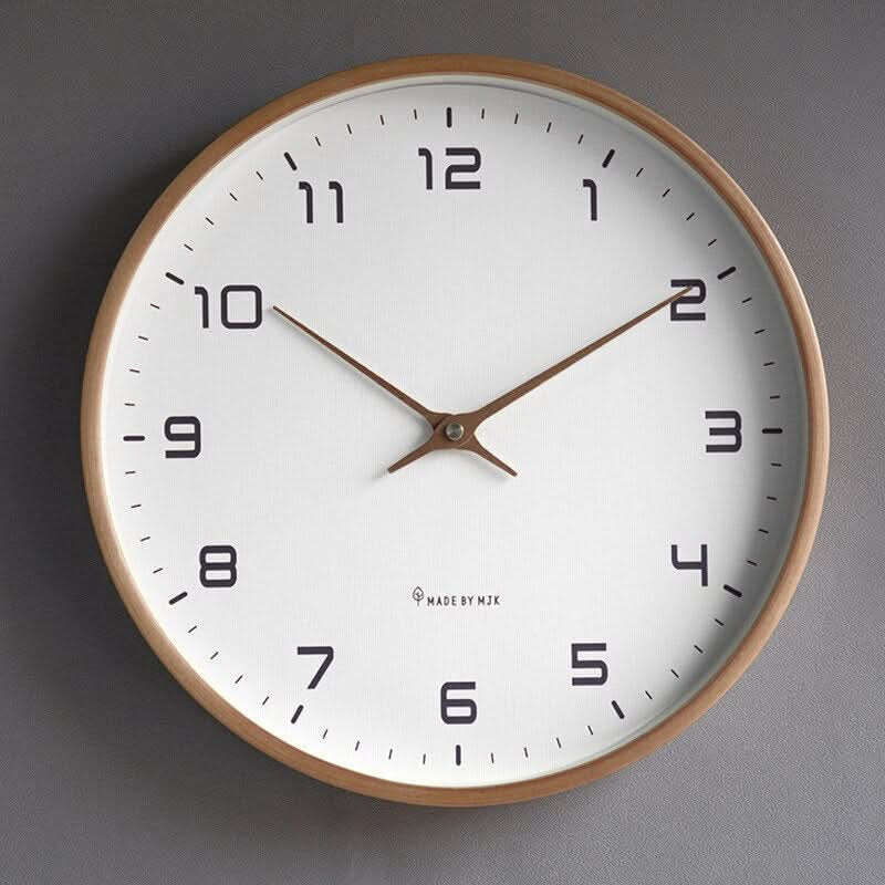 Wall Clock with Wood-Effect Frame, Round, Quiet Scandinavian Style