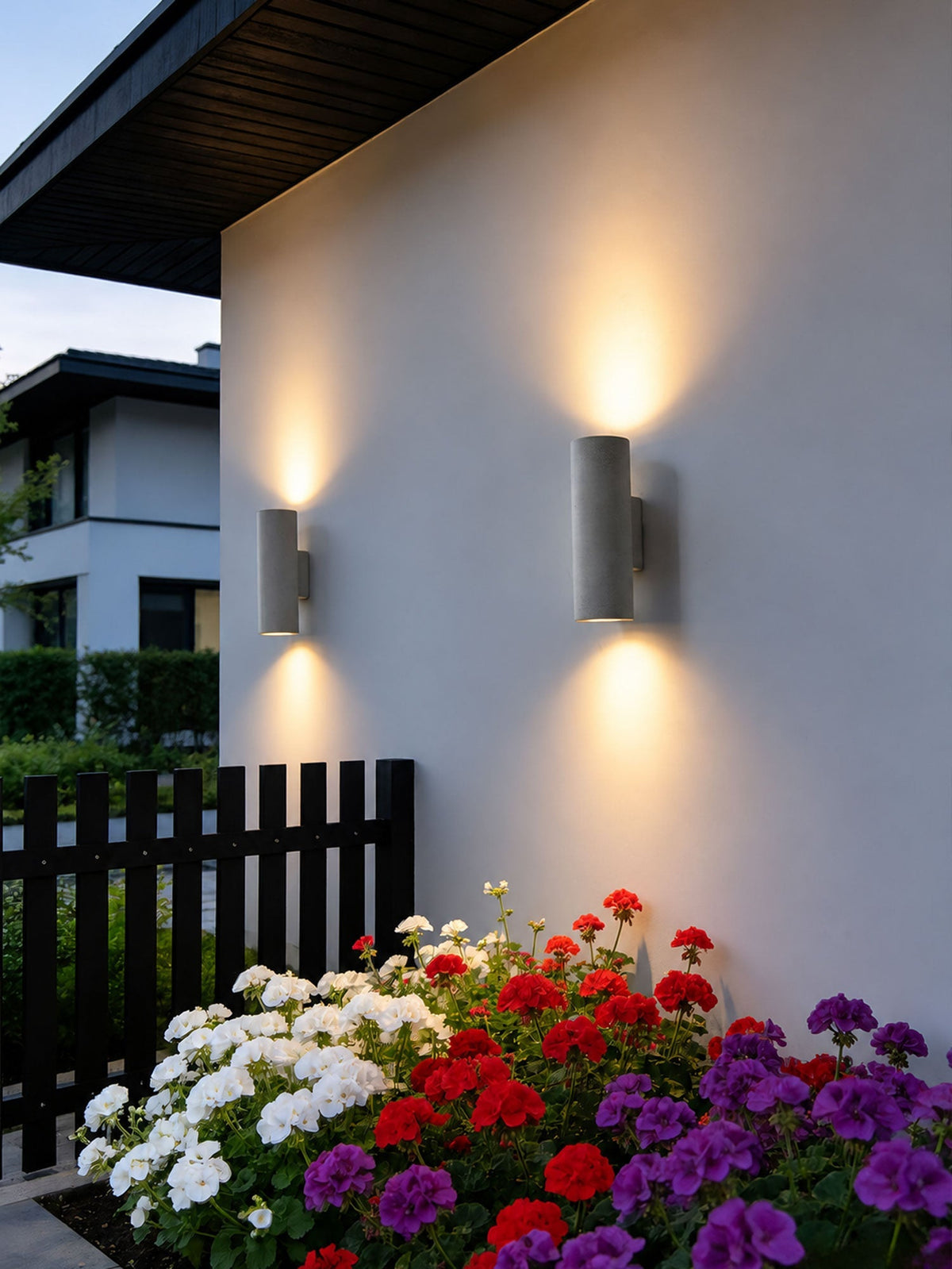 Wall Light in Hand-Finished Microcement, IP65 Outdoor Up-and-Down Lighting