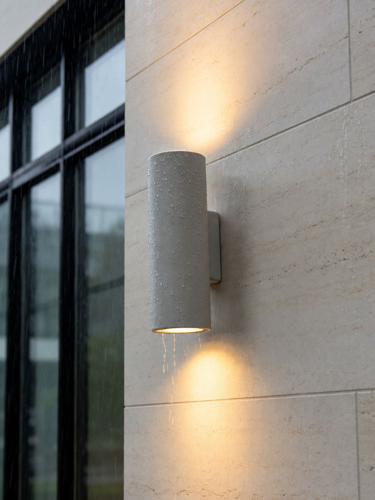 Wall Light in Hand-Finished Microcement, IP65 Outdoor Up-and-Down Lighting