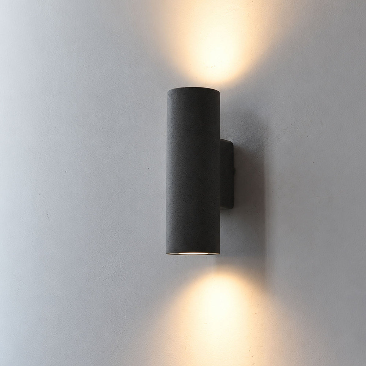 Wall Light in Hand-Finished Microcement, IP65 Outdoor Up-and-Down Lighting