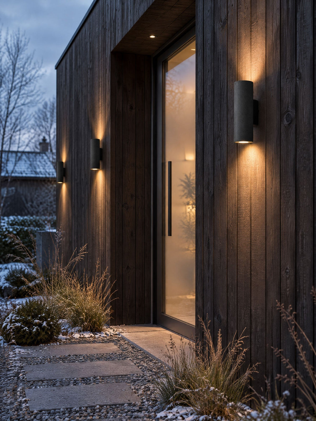 Wall Light in Hand-Finished Microcement, IP65 Outdoor Up-and-Down Lighting