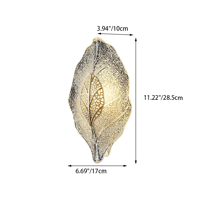 Wall Light in Handcrafted Glass, Leaf Shape with E14 Socket