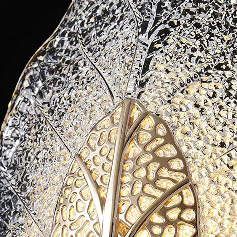 Wall Light in Handcrafted Glass, Leaf Shape with E14 Socket