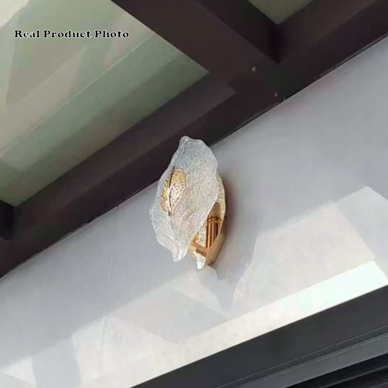 Wall Light in Handcrafted Glass, Leaf Shape with E14 Socket