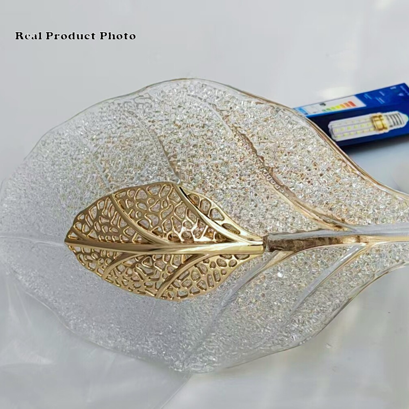Wall Light in Handcrafted Glass, Leaf Shape with E14 Socket